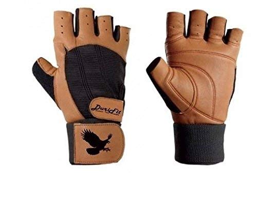 DuriFit Weight Lifting Gloves with Wrist Support for Gym Workout Crossfit Fitness Brown Color