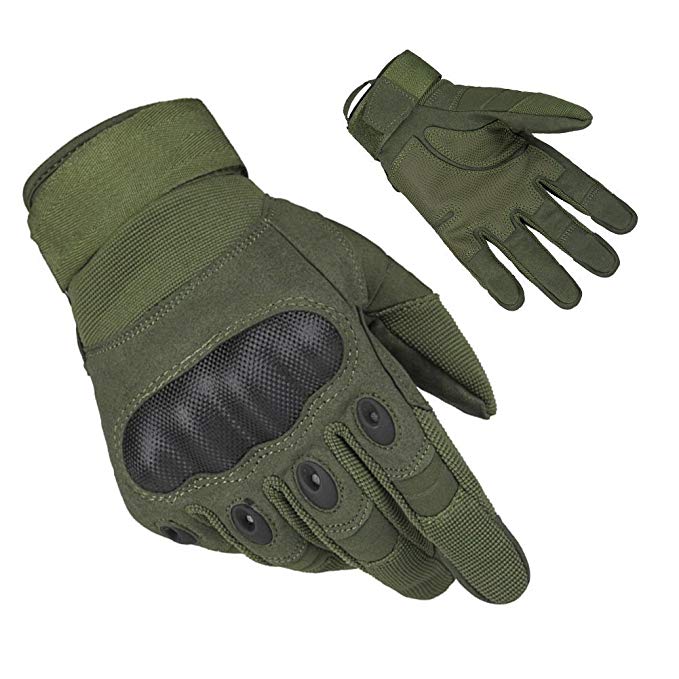 Tactical Breathable Hard Knuckle Full Finger Gloves (Large)