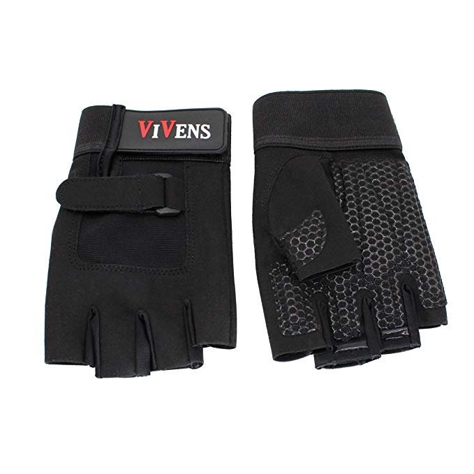 VIVENS Weight Lifting Gym Gloves, Microfiber Material and Silica Gel Padded Anti-slip Gloves for Extra Grip, Workout Gloves fit Men & Women .