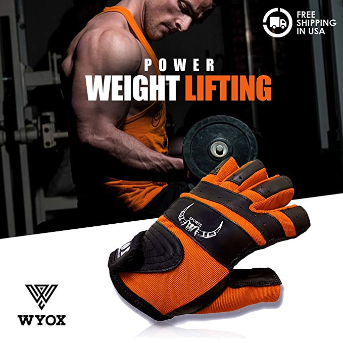 Wyox Anti-Slip Cow Hide Leather Weight Lifting Gloves for Weightlifting, Cross Training, Gym Workout, Fitness, Bodybuilding, Best for Men & Women (PAIR)