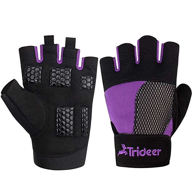 Trideer Weight Lifting Gloves, Breathable & Non-Slip, Workout glovs, Exercise Gloves, Climbing Gloves, Boating Gloves, Padded Gym Gloves for Dumbbells, Cross Training (Women & Men)