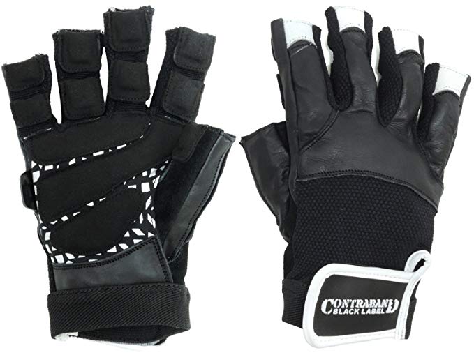 Contraband Black Label 5830 Premium Leather Weight Lifting Gloves w/Super Grip Pads