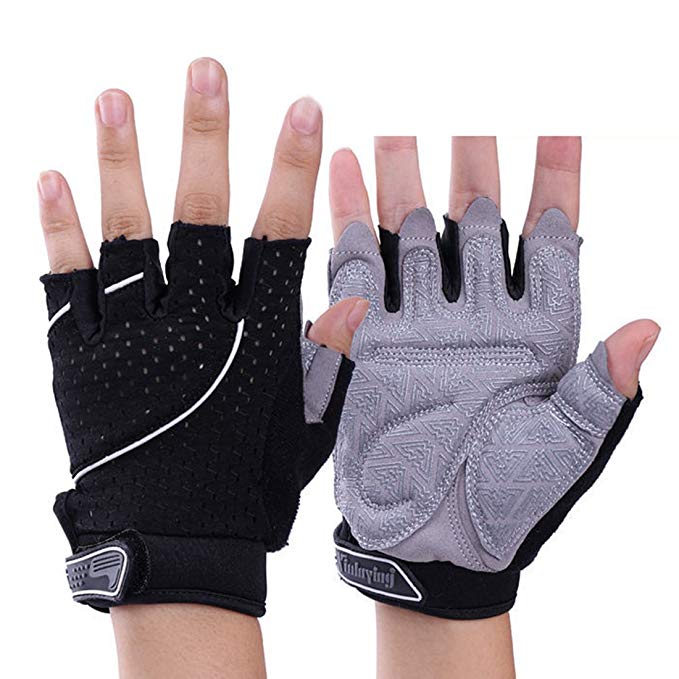 VWU Mens Womens light Weight Lifting Gym Gloves, Mesh Back & Anti-Slip Silica Gel Grip Glove for Workout, Training, Fitness, Bodybuilding and Exercise