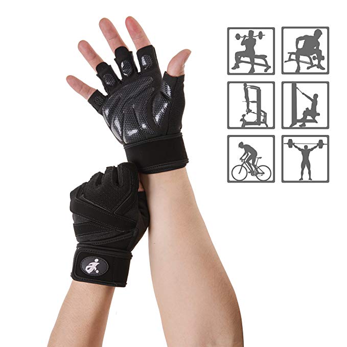 WENER Workout Gloves, Anti-skid, wear-resistant, breathable, Suitable for fitness, gym, weight lifting, pull-up, cross training, exercise and outdoor sports. (Men & Women)