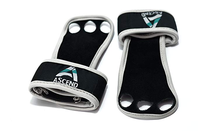 Ascend Leather Hand Grips with Wrist Wraps and Palm Protector for Cross Fitness, Kettlebell, WOD, Olympic Lifting