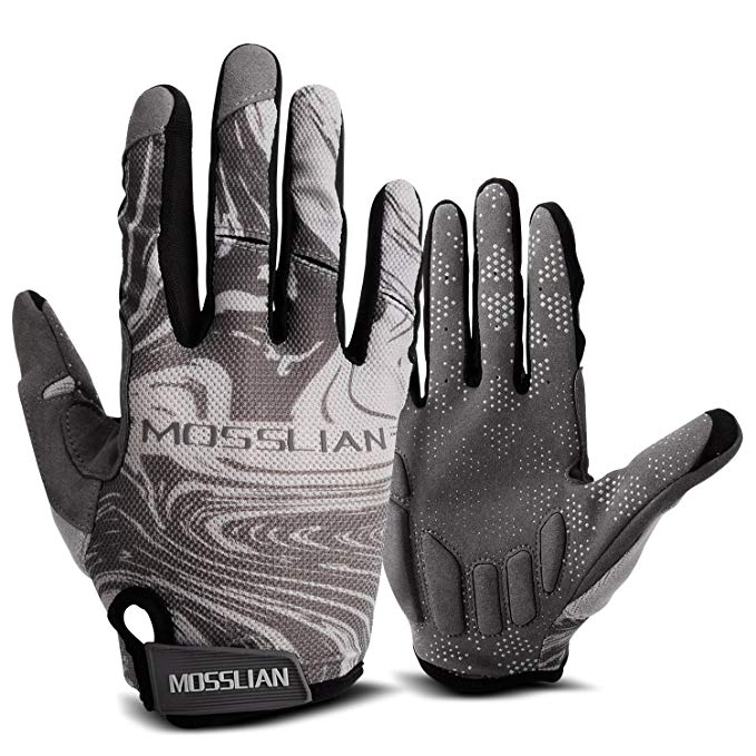 MOSSLIAN Cycling Gloves. Full Finger Riding Gloves,Anti-Slip Shock, Reflex Gel Padded Touch Screen Bike Gloves for Men & Women.