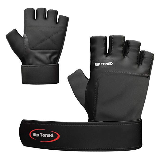 Rip Toned Weight Lifting Workout Gloves Built in Wrist Wraps -Authentic Leather -Safety & Support -Men & Women - Xfit, Powerlifting, Strength Training- Bonus Ebook- Lifetime Replacement Warranty