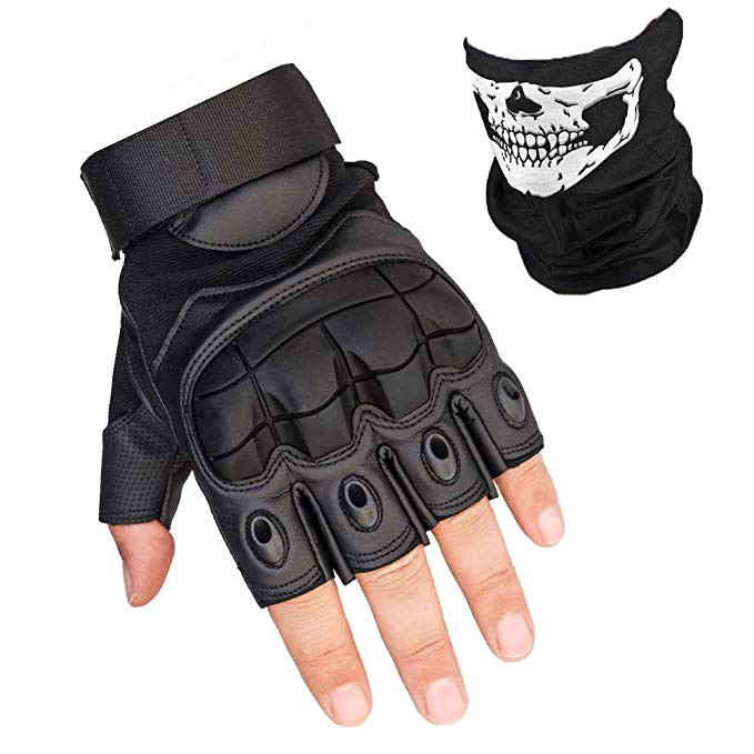 K-mover Fingerless Hard Knuckle Tactical Gloves Military Tactical Gear Half Fingerless Motorcycle Gloves for Men and Women