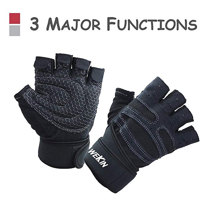 Professional Weightlifting Powerlifting Gloves with THICK WRISTER Gives GOOD Protection for Wrist, NO Calluses in Fitness, and Anti-Slip in Exercise