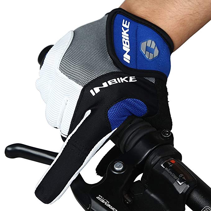 INBIKE Men's Cycling Gloves, Full Finger Gel Padded Mountain Bike