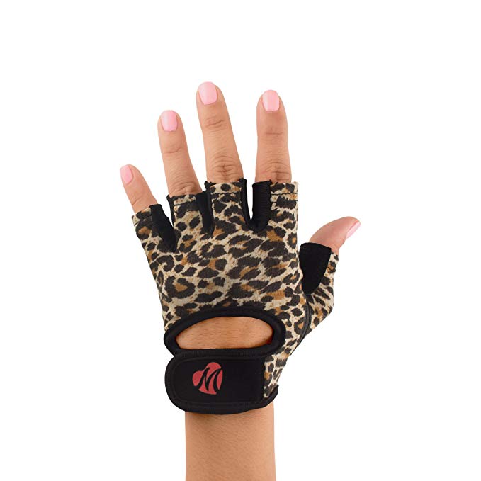 Mellie Gloves- Women's Leopard Print Weight Lifting, Sports, Gym Gloves