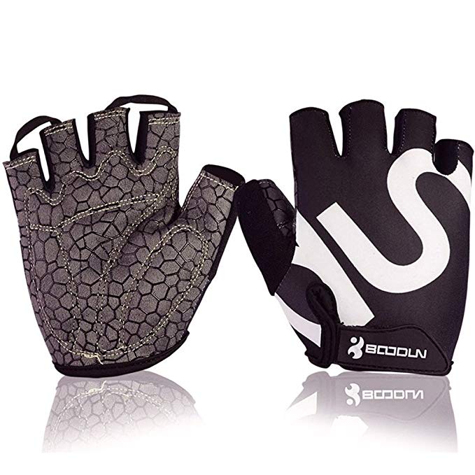 BOODUN Men Women Cycling Gloves with Shock-absorbing Gel Pad Breathable Half Finger Mountain Bicycle Bike Road Racing Gloves