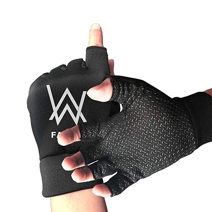 ATOPSHOP Alan Walker Logo Non-slip Exercise Sport Cycling Fitness GYM Workout Half Finger Gloves For Men And Women