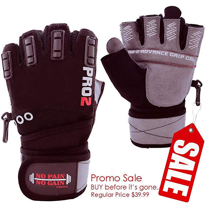 Pro 2 Quality Weightlifting Gloves with wrist support for Men & Women- Fitness, WOD, Gym Workout & Powerlifting, Cycling- NO CHECMICALS - DESIGNED IN USA