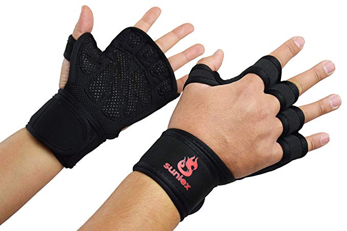 Suniex Extremely Ventilated Gym Gloves with Built-In Wrist Wraps. Great for Cross Training, Fitness, WODs & Weightlifting, and Pull Ups. Full Palm Protection & Extra Grip. Suits Men and Women …