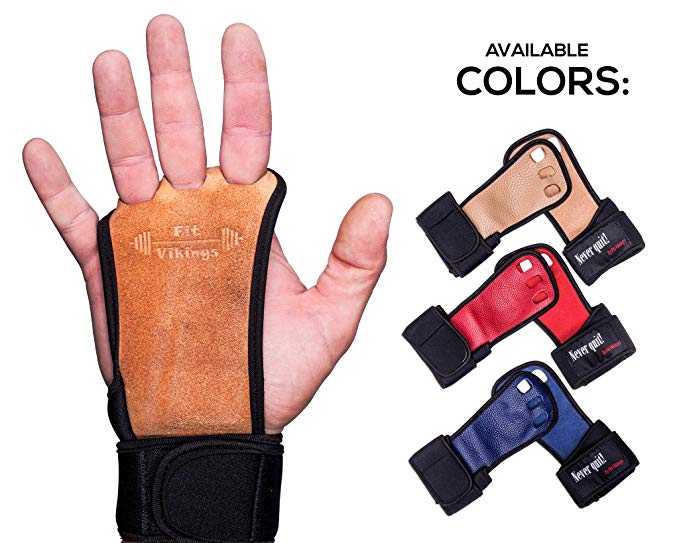 Crossfit Gloves and Gymnastics Grips - Workout Gloves with Wrist Support - Weight Lifting Gloves from Natural Leather - Gym Gloves for Cross Training - Hand Grips for Fitness- Fits Men and Women