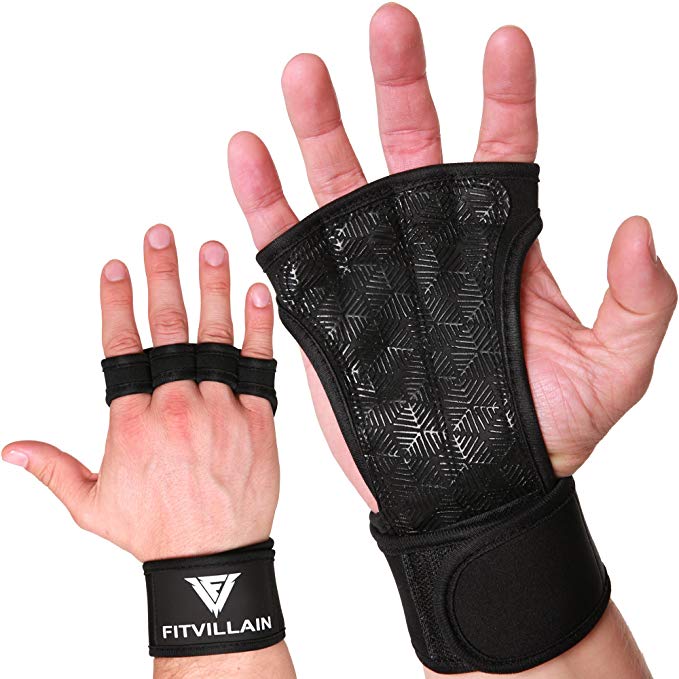 Crossfit Gloves with Built-In Wrist Wraps - Pull Up Gloves - Non-Slip Eco+ Neoprene Padding for Extra Grip - Protection - Comfort - Ideal for Cross Training - WODs - Weight Lifting - Suits Men & Women