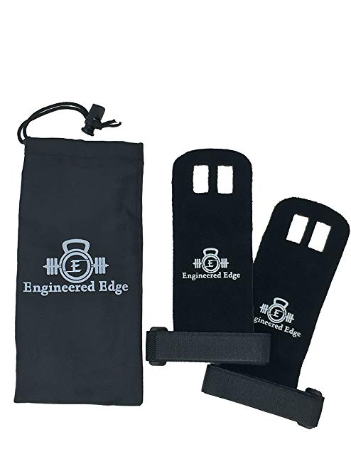 Engineered Edge Leather Hand Grips - Perfect for Cross Training, Weight Lifting, WODs with Kettlebells, Barbells, Pullups, Chin Ups, More - Protect Your Hands & Break Your Records