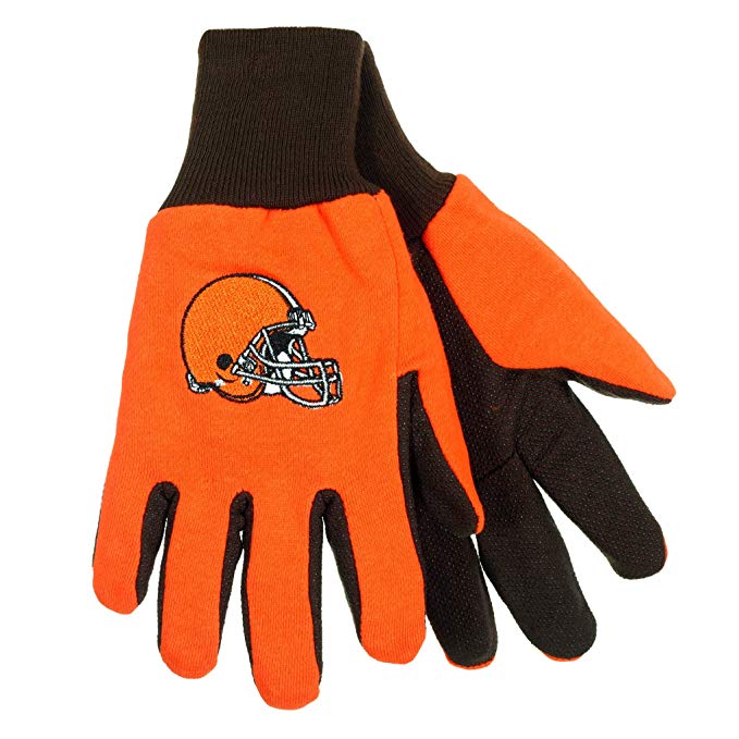 NFL Football Multi Color Team Logo Sport Gloves - Pick Team (Cleveland Browns)