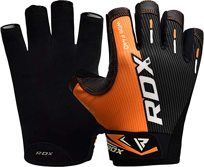 RDX Gym Weight Lifting Gloves Competition Workout Fitness Bodybuilding Exercise Crossfit Breathable Powerlifting Wrist Support Training Mountain Biking Cycling Road Racing Driving Jogging Hiking