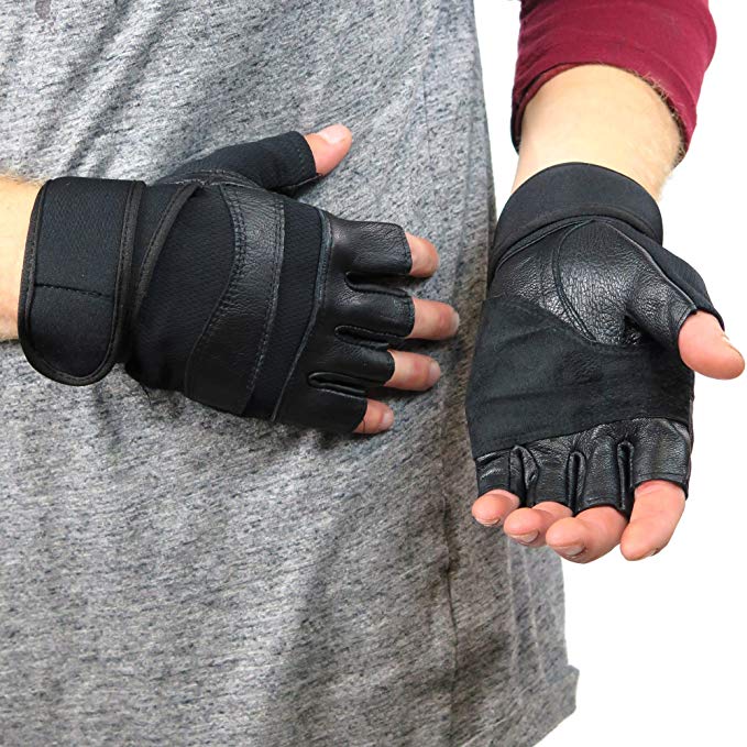 DEBRA WEITZNER Gym Gloves Leather Workout Gloves with Adjustable Wrist Wrap for Crossfit, Weight Lifting, and Fitness Training