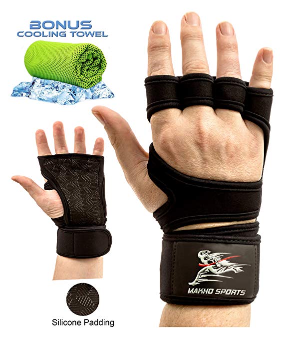 Best Cross training Gloves With Wrist Support for Weightlifting,Fitness,Cross fit,WOD,Pull ups,Powerlifting & Gym Workout-Silicone Padding to support and Palm Protection-For Men and Women.