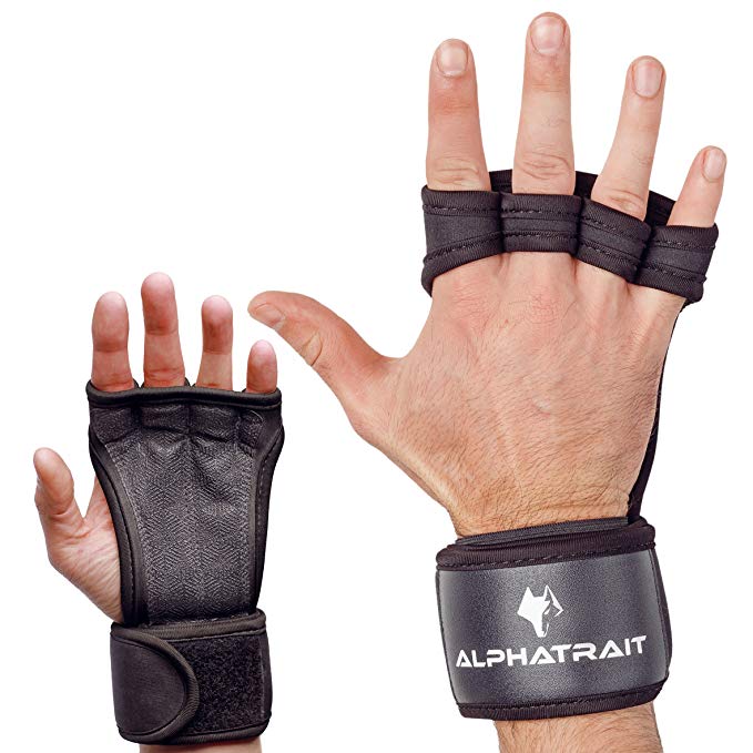 ALPHATRAIT Breathable Cross Training Gloves with Detachable Wrist Support & Non-Slip Silicone Padding - Strong Grip for WODs, Gym Workouts, Fitness & Weightlifting - No Calluses - for Men & Women